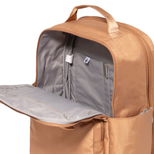 Baggallini Coastal Flip Lock Laptop Backpack In Brown