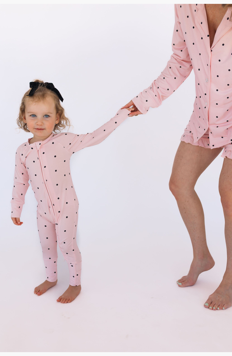 In My Jammers Polka Dot Zipper Romper, Alternate, color, Blush Polka Dot