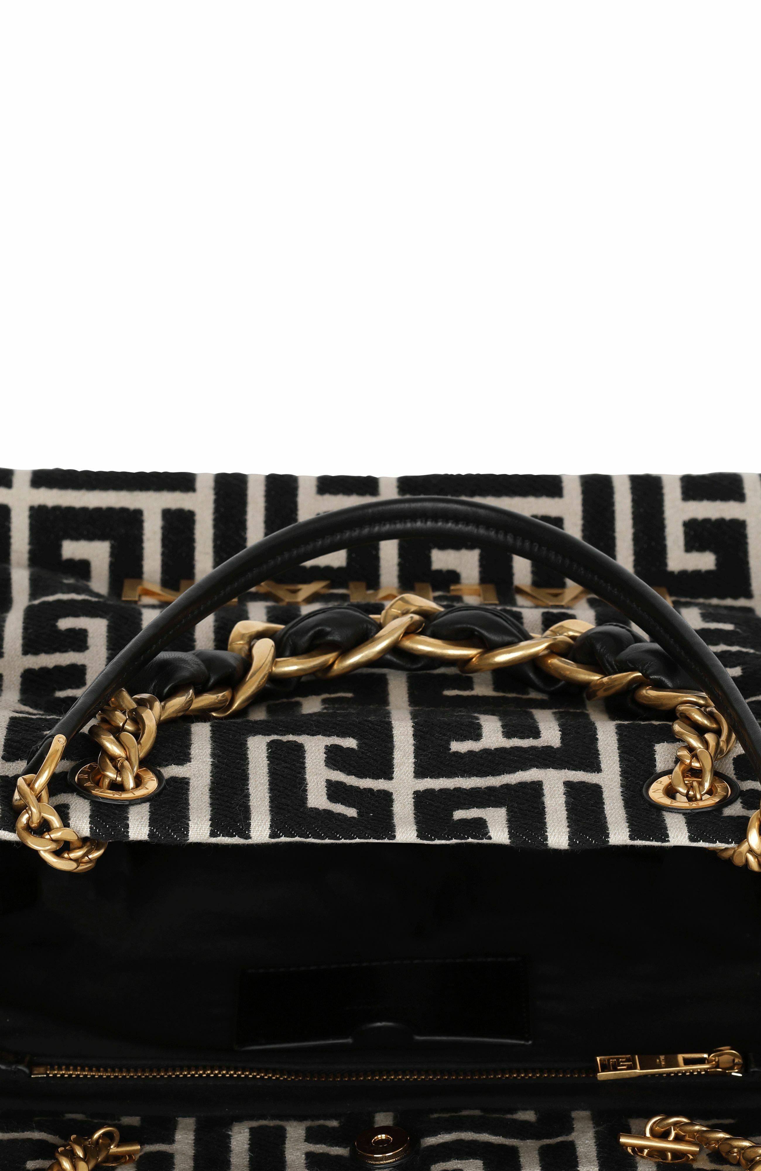 Balmain 1945 Soft Pb-Monogrammed Jacquard Canvas Tote Bag, Alternate, color, 