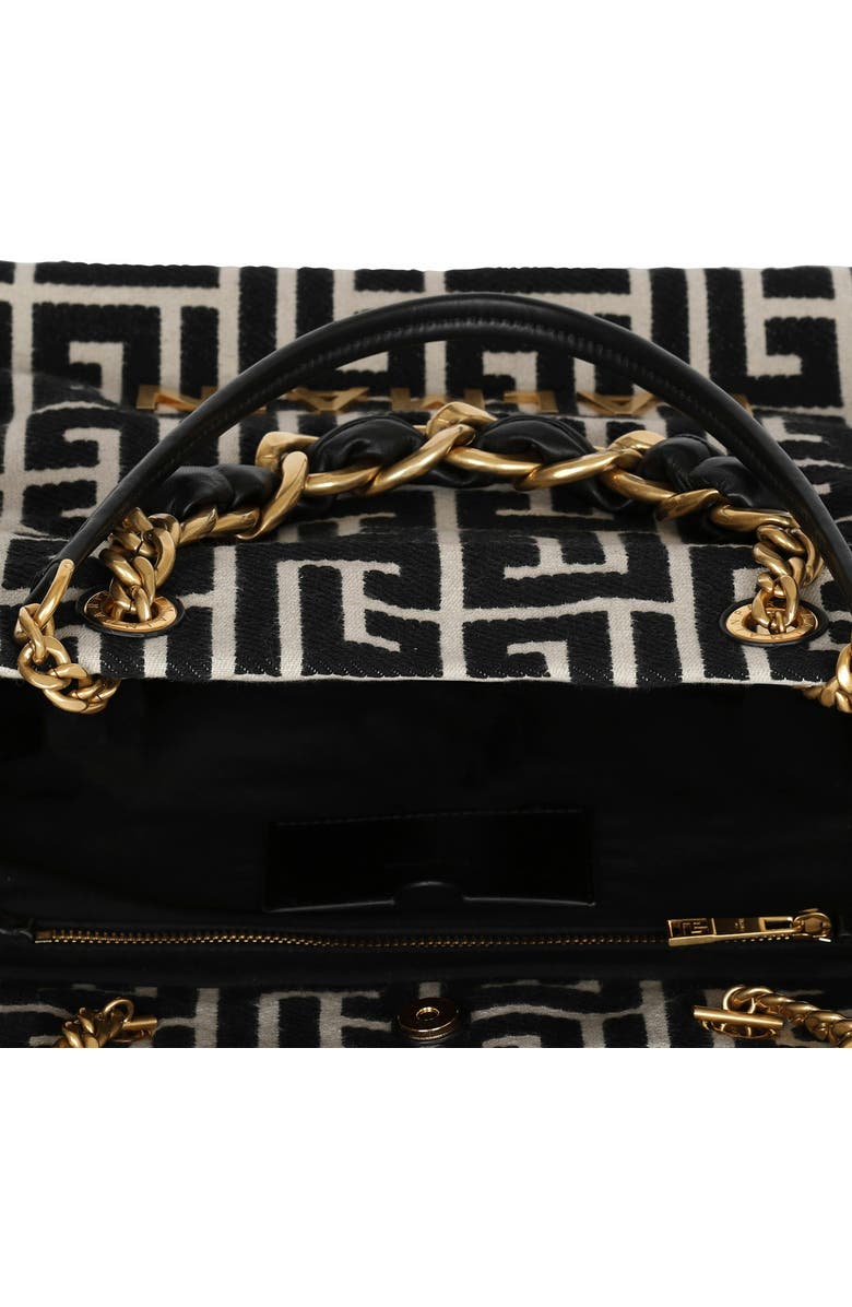 Balmain 1945 Soft Pb-Monogrammed Jacquard Canvas Tote Bag, Alternate, color,