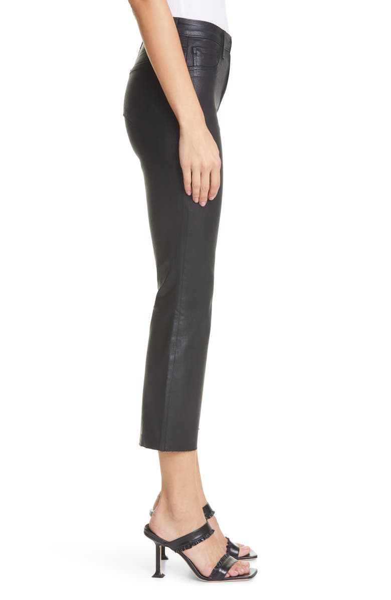 L'AGENCE Kendra Coated High Waist Crop Flare Jeans, Alternate, color, Noir Coated