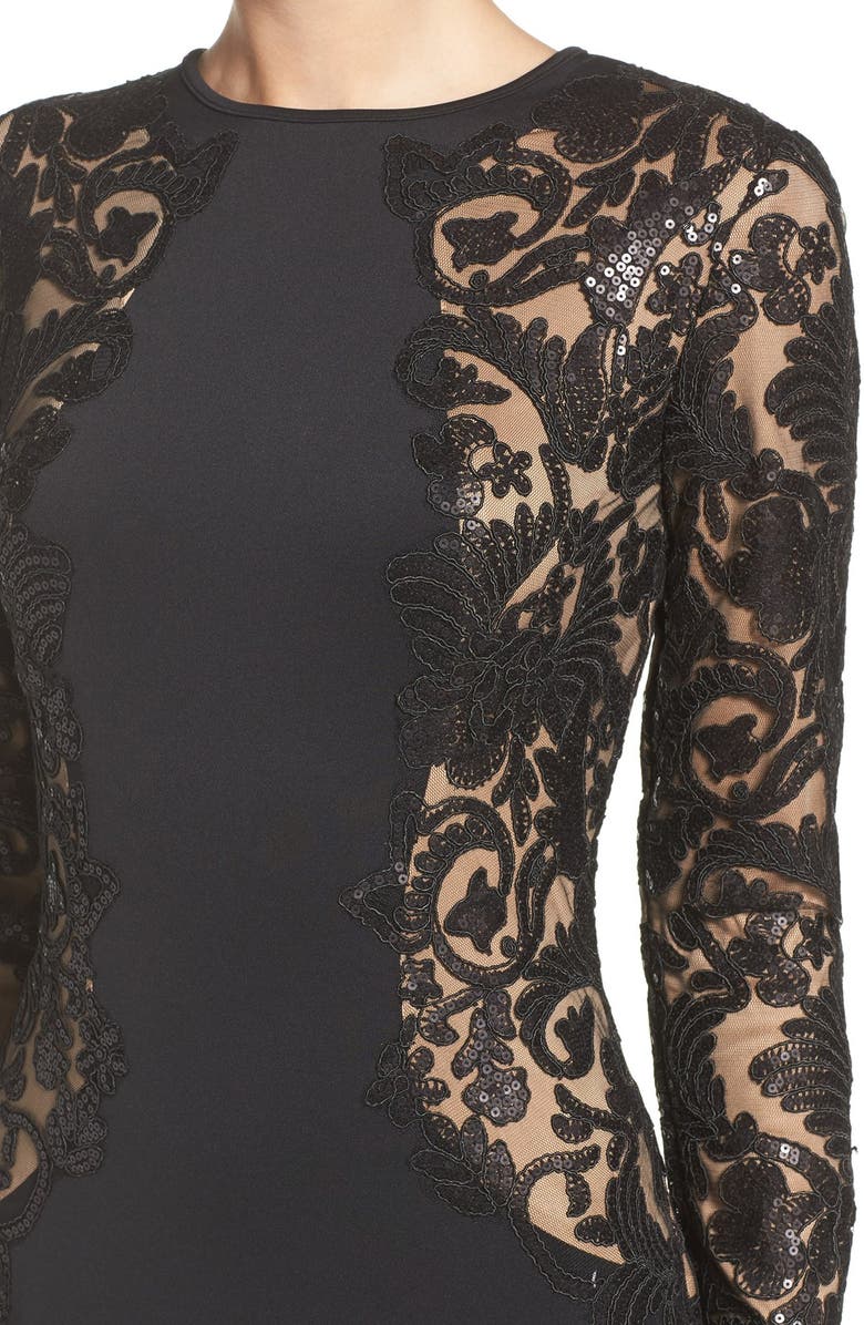 Tadashi Shoji Sequin Mesh & Jersey Sheath Dress, Alternate, color, 