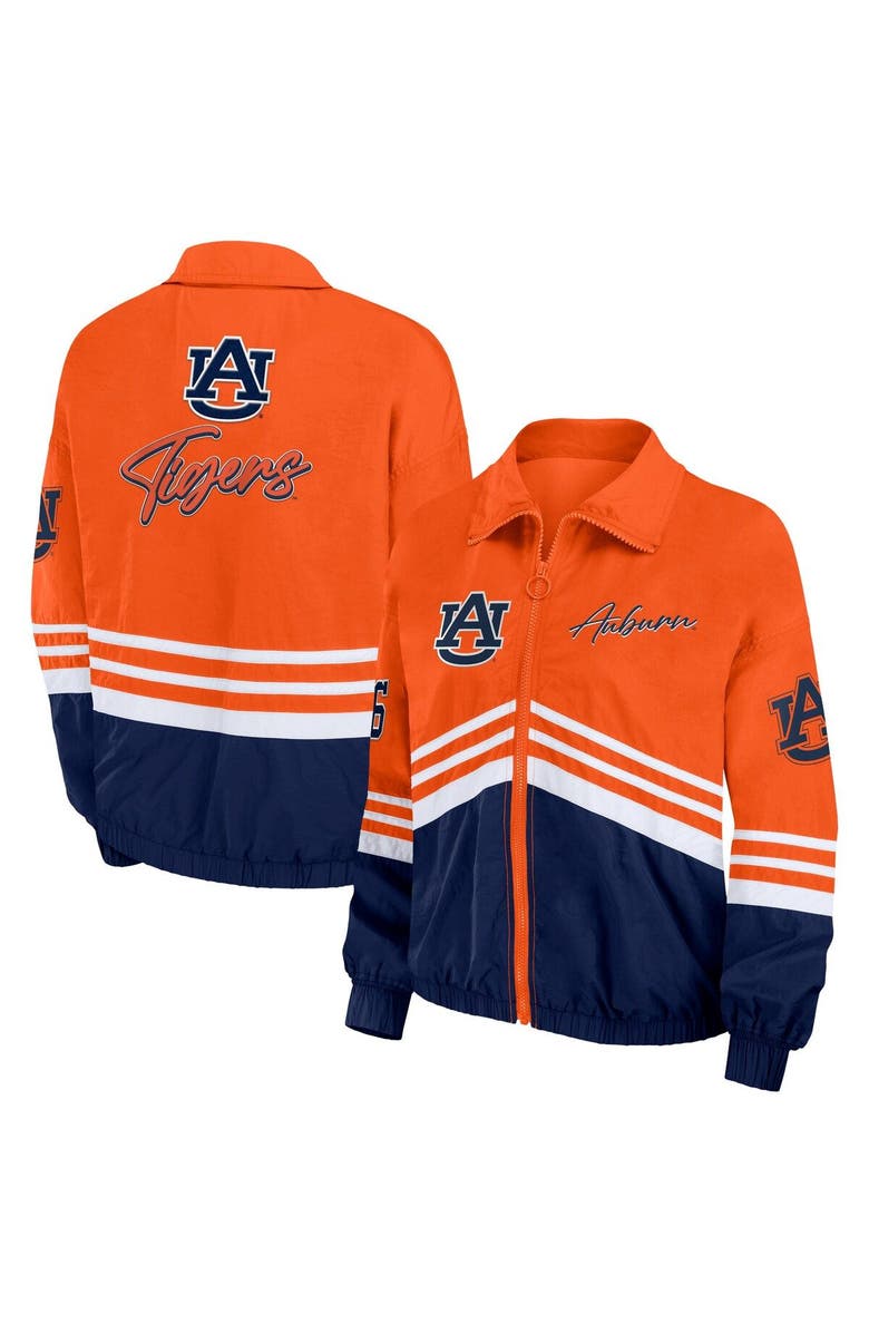 WEAR by Erin Andrews Women's WEAR by Erin Andrews Orange Auburn Tigers Vintage Throwback Windbreaker Full-Zip Jacket, Main, color, 