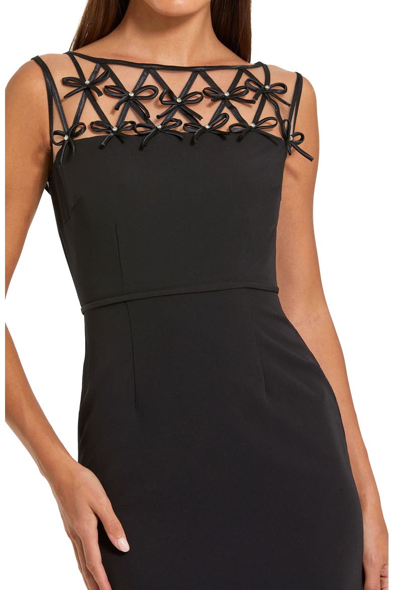 Women's Sleeveless Crepe Gown With Embellished Bows, Alternate, color, Black