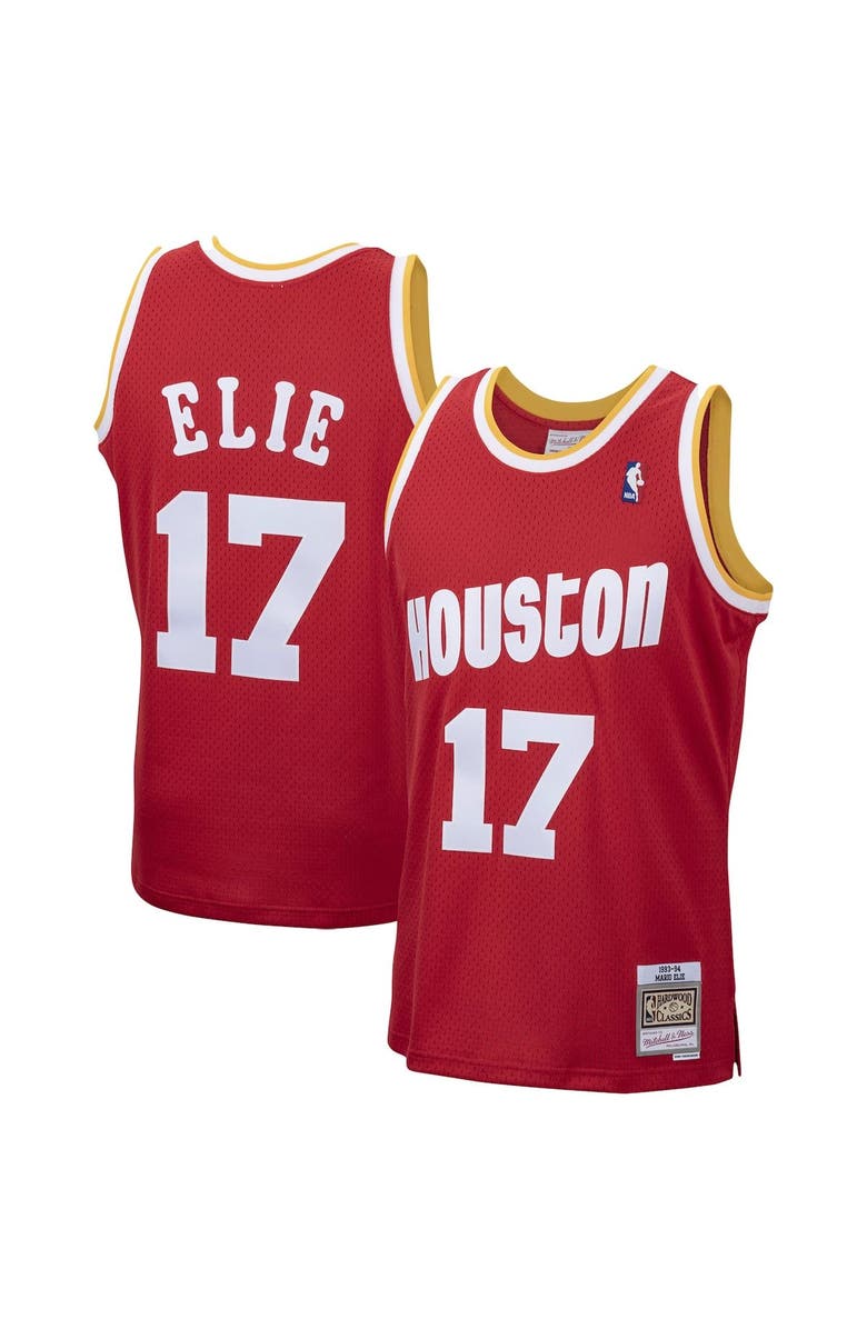 Mitchell & Ness Men's Mitchell & Ness Mario Elie Red Houston Rockets 1993-94 Hardwood Classics Swingman Jersey, Main, color, 
