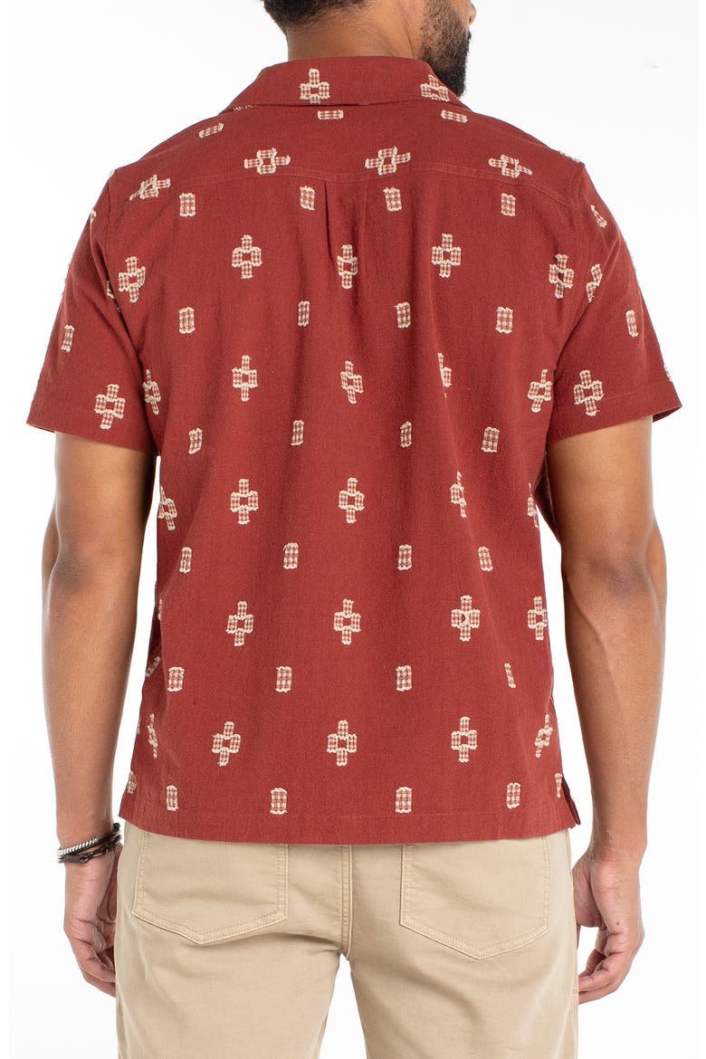 Geometric Jacquard Cotton Camp Shirt, Alternate, color, RED OAT