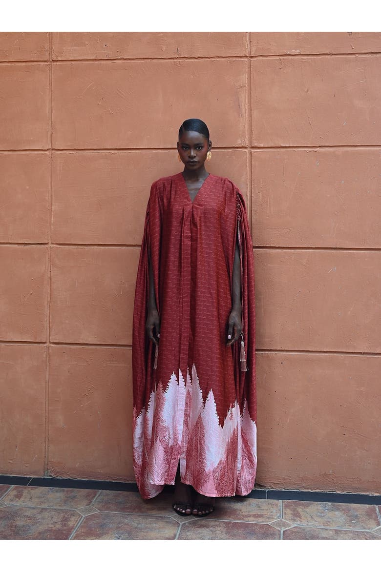Suri Silk Caftan, Alternate, color, Red