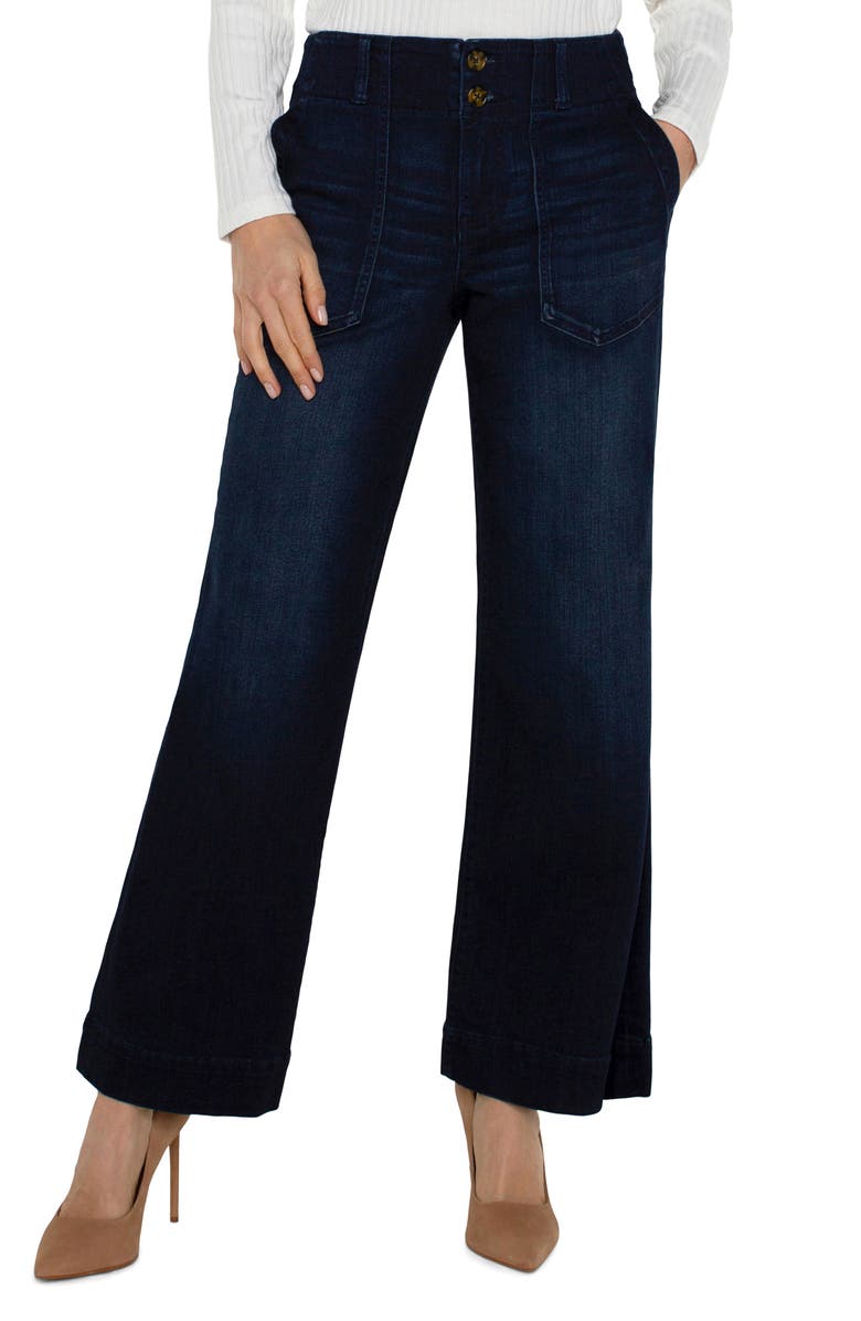 Liverpool Los Angeles Hannah Patch Pocket Flare Jeans, Alternate, color, Summit Lake