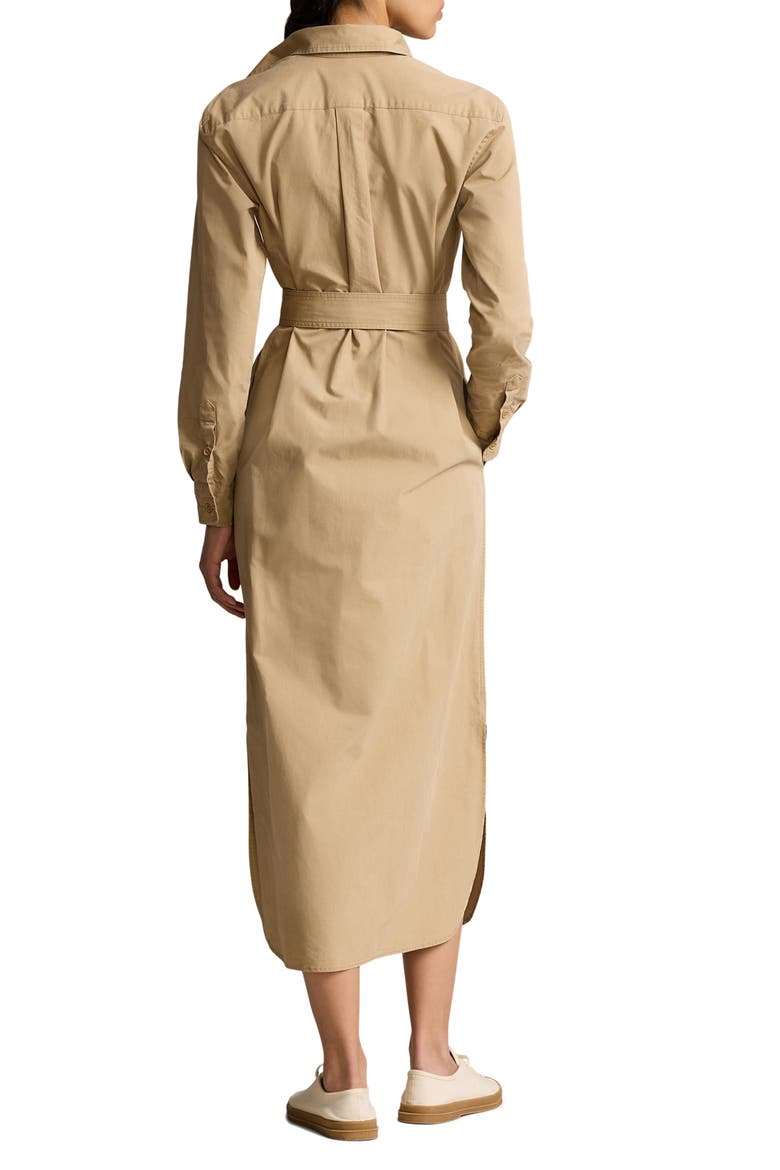 Cory Tie Belt Long Sleeve Twill Maxi Shirtdress, Alternate, color, RL KHAKI