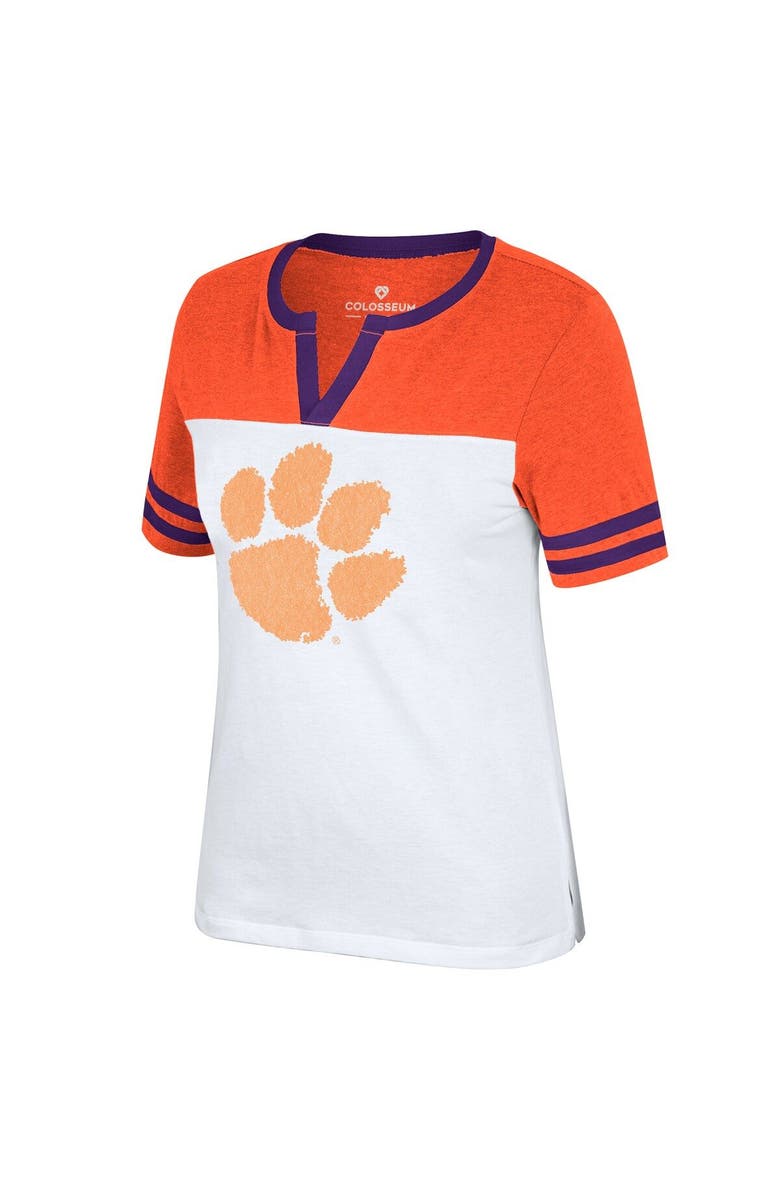 COLOSSEUM Women's Colosseum White/Orange Clemson Tigers Frost Yourself Notch Neck T-Shirt, Alternate, color, 
