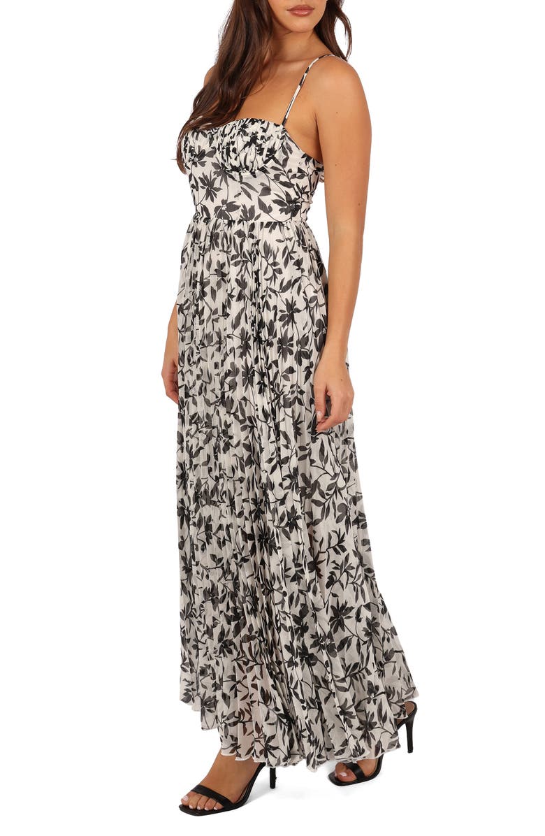 Petal & Pup Achanti Floral Pleated Maxi Dress, Alternate, color, White Black Floral