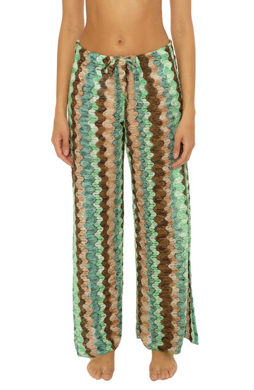 Becca Paradise Open Knit Cover-up Pants In Grass Mult