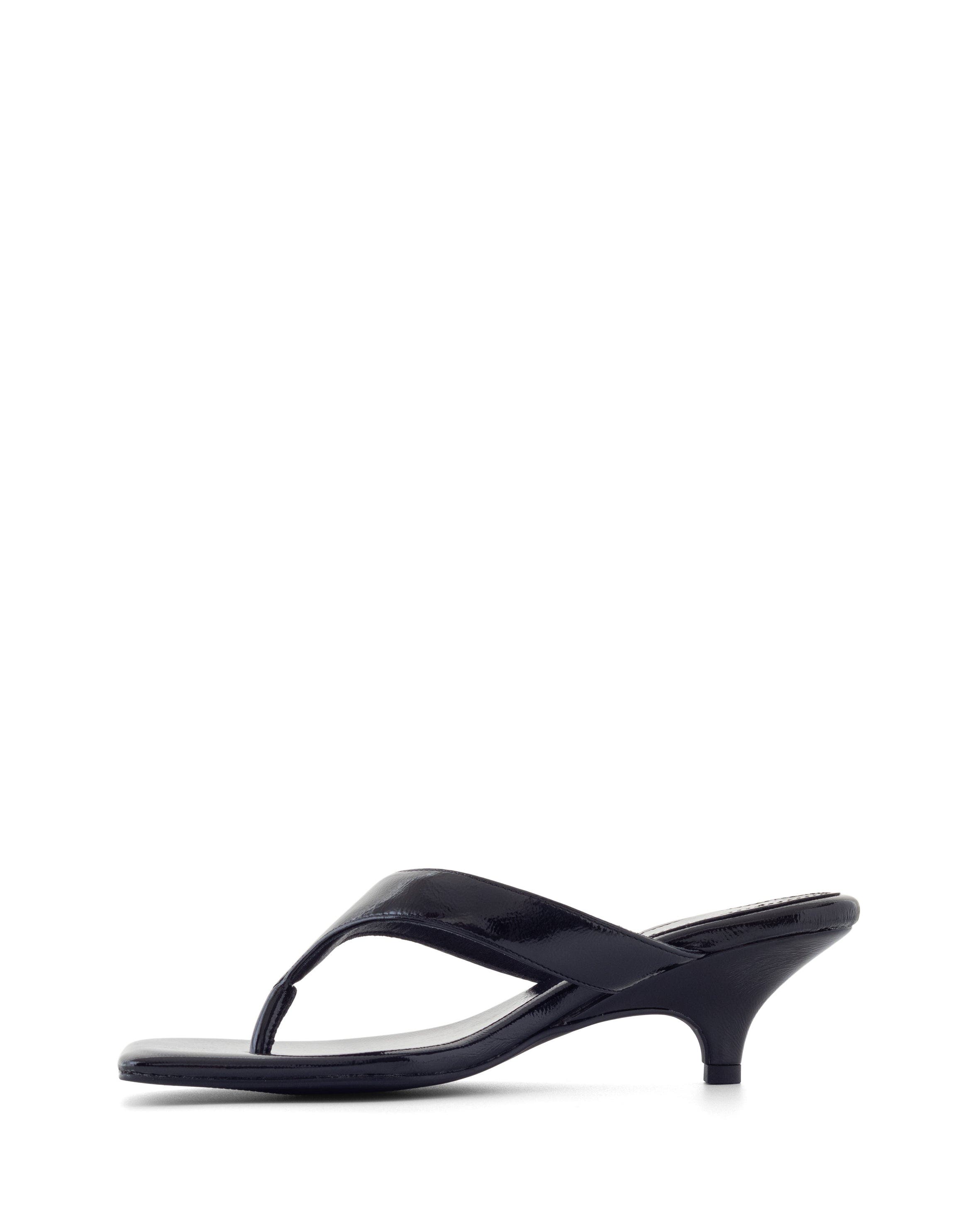 North Square Toe Thong Heel, Alternate, color, Black Crinkled Patent PU