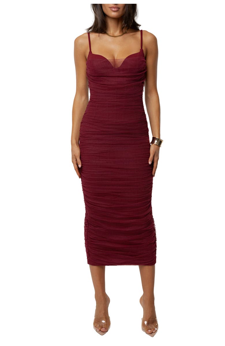 JLUXLABEL True Form Midi Dress, Main, color, Burgundy