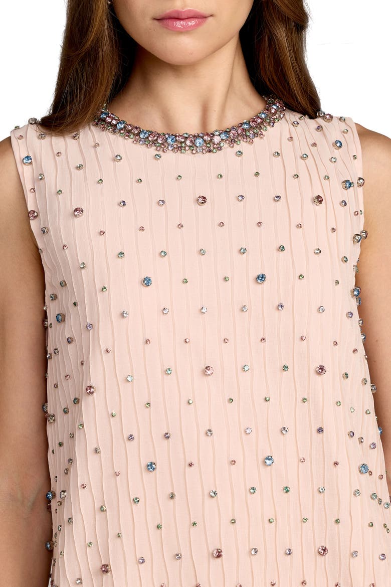 Beaded Sleeveless Shift Mini Dress, Alternate, color, Blush Multi