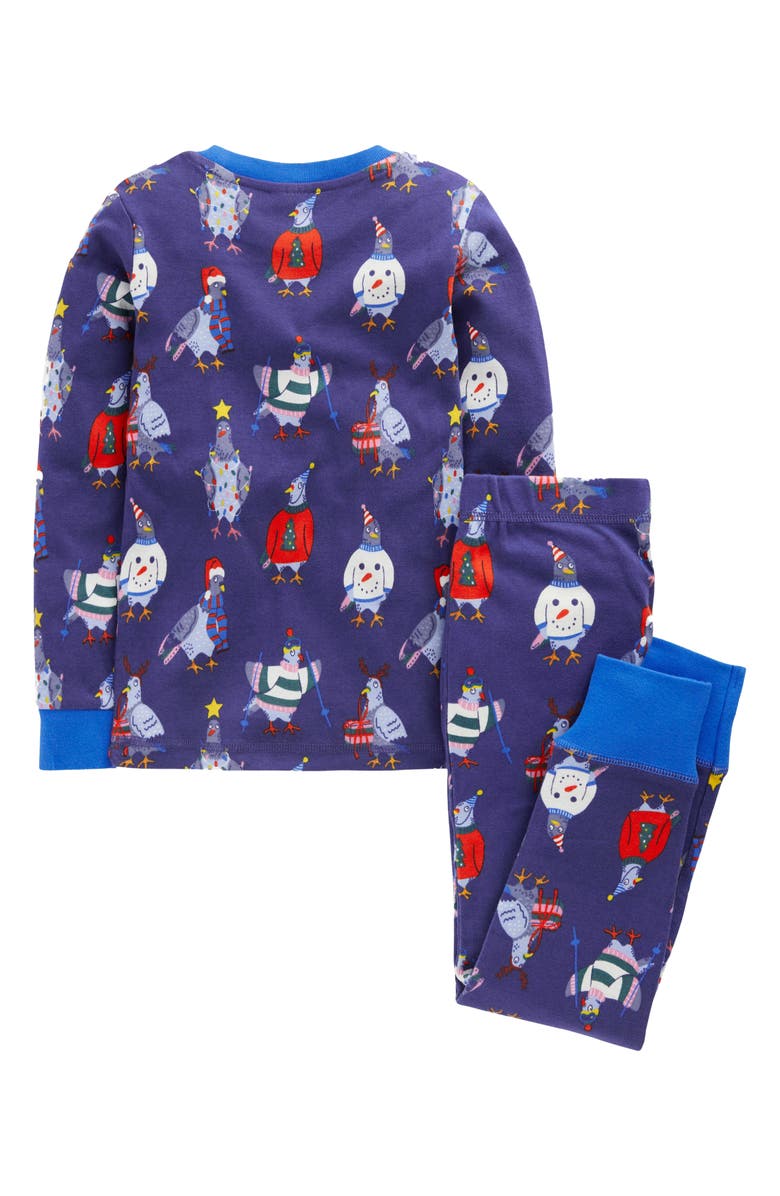 Mini Boden Kids' Pigeon Print Fitted Two-Piece Cotton Pajamas, Alternate, color, Pigeons