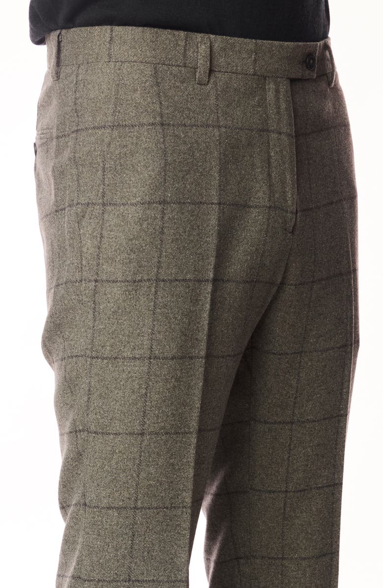 PAISLEY & GRAY Downing Slim Fit Flat Front Windowpane Wool Blend Dress Pants, Alternate, color, Sage Windowpane