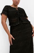 City Chic Emelia Shirred Tie Front Top