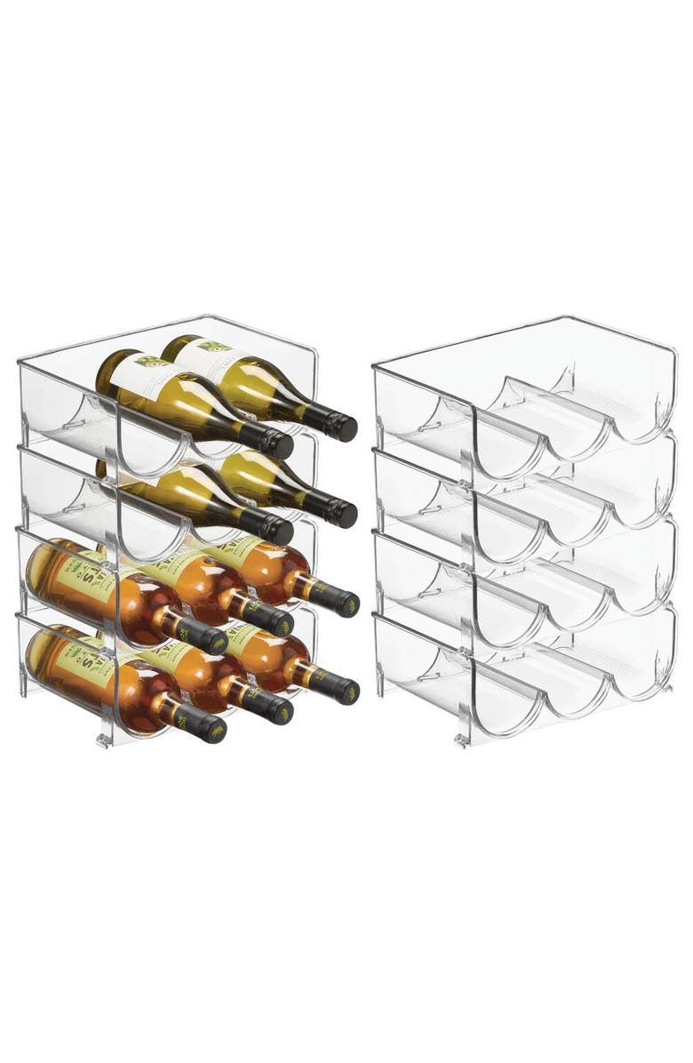 mDesign Plastic Free-Standing Stacking 3 Bottle Wine Storage Rack, 8 Pack, USA Made, Main, color,