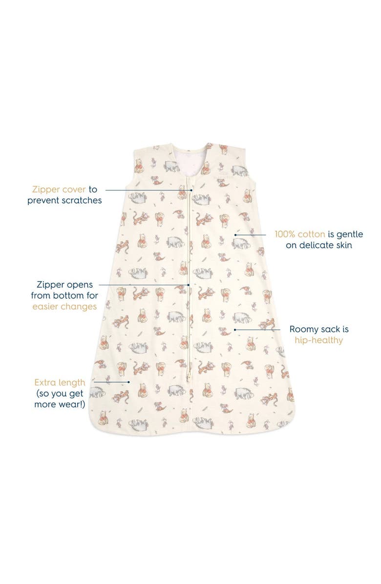 HALO Disney 100% Cotton 0.5 TOG Sleepsack Wearable Blanket, Swaddle Transition Sleeping Bag, Alternate, color, Winnie Frolic