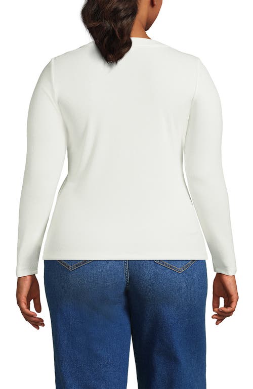 Lands' End Drapey Rib Skimming Long Sleeve Henley In White