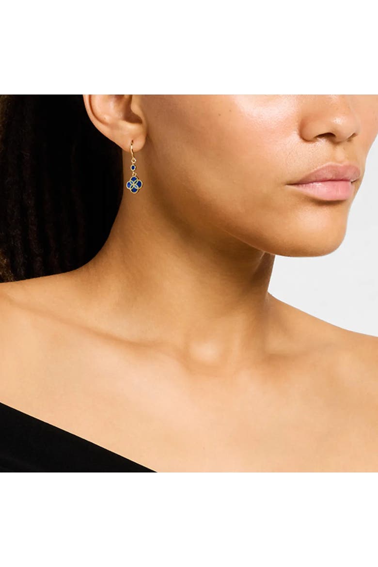 Petal Gemstone With 18K Gold Overlay Sterling Drop Earring, Alternate, color, BLUE