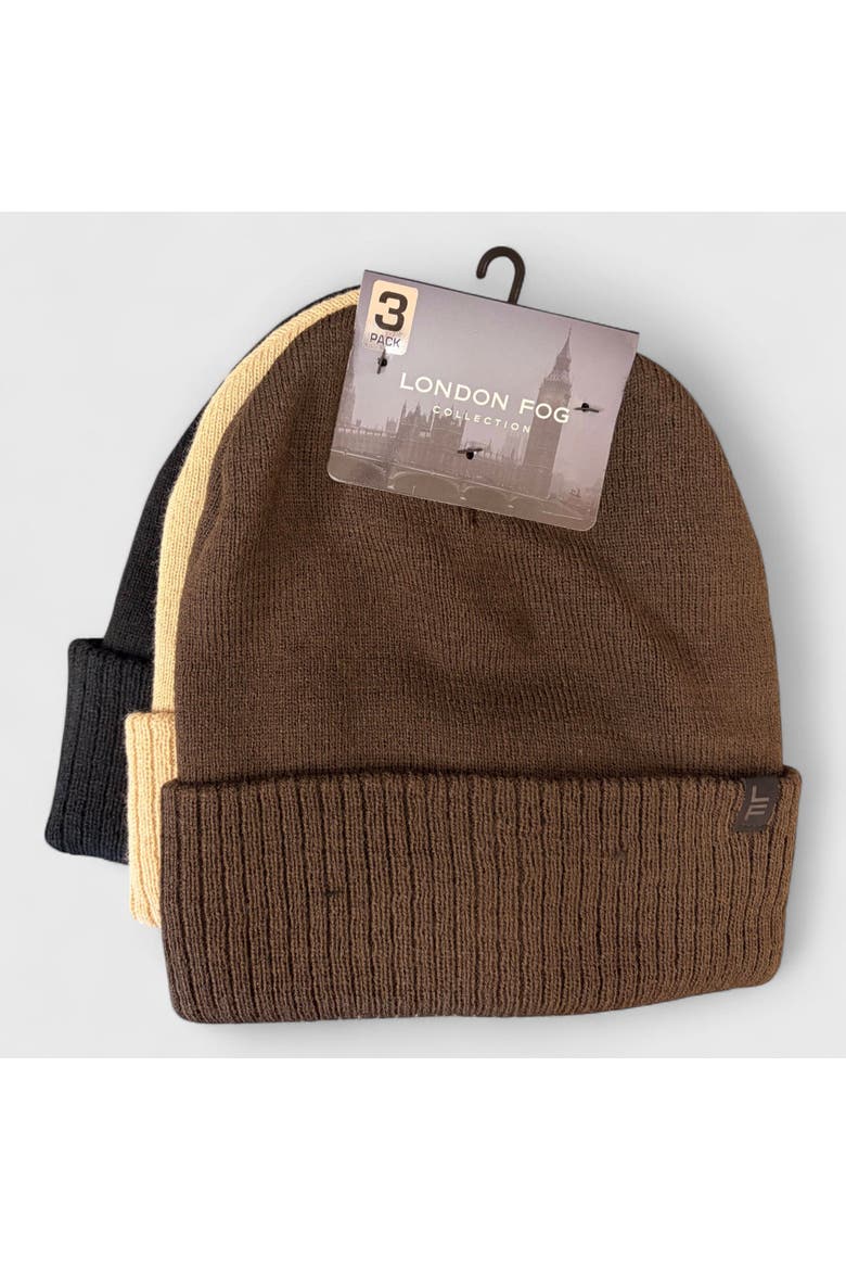 Women's 2-Pack Cable Knit Beanie Set, Alternate, color, Brown/Khaki/Black