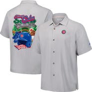 Tommy Bahama Men's Tommy Bahama Gray Chicago Cubs Hit and Run Silk Camp Button-Up Shirt