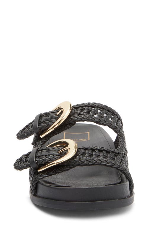 Dolce Vita Sensa Woven Double Strap Slide Sandal In Black Stella