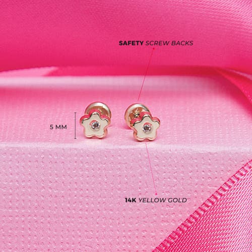 In Season Jewelry 14k Jeweled Flower Earrings In Gold