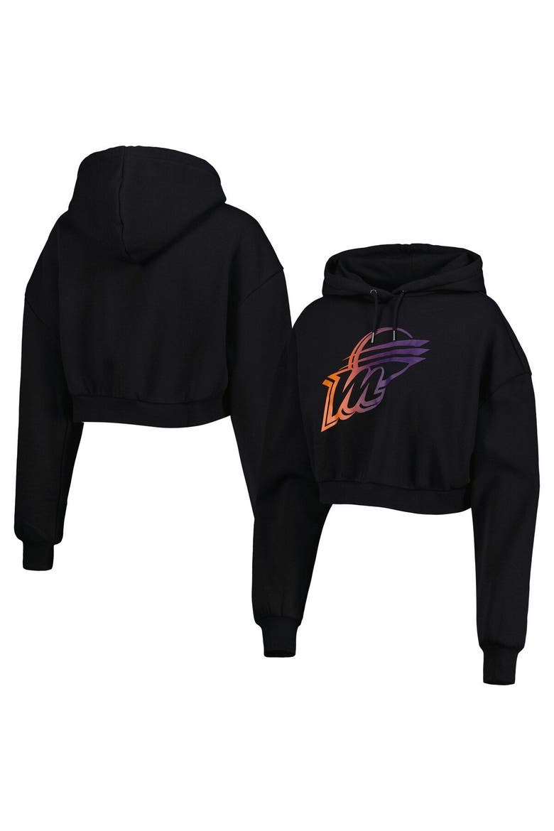 Women's The Wild Collective Black Phoenix Mercury Washed Cropped Pullover Hoodie, Main, color, Black