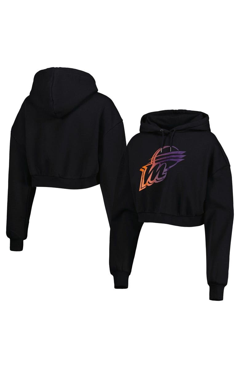 THE WILD COLLECTIVE Women's The Wild Collective Black Phoenix Mercury Washed Cropped Pullover Hoodie, Main, color, Black