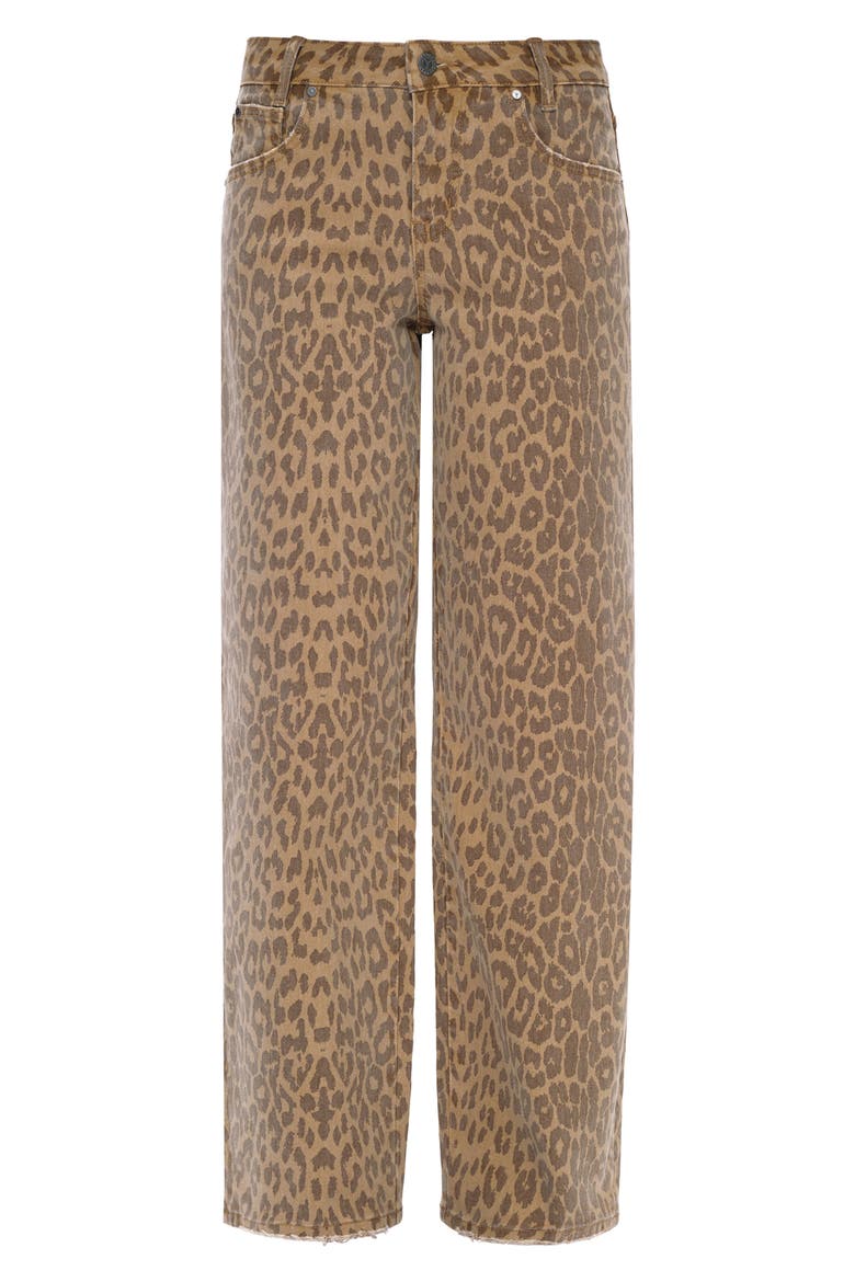 High Waist Print Straight Leg Jeans, Alternate, color, LEOPARD