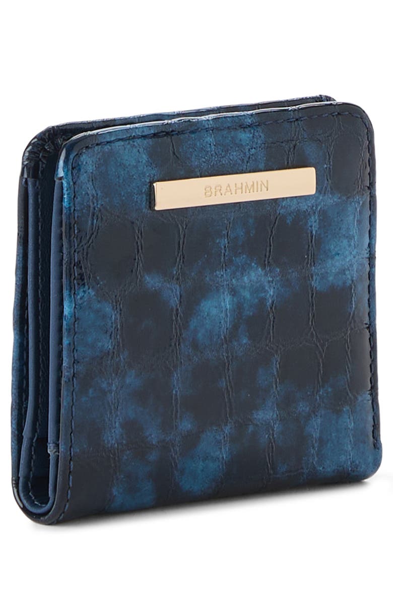 Brahmin Jane Croc Embossed Leather Bifold Wallet, Alternate, color, Ultramarine
