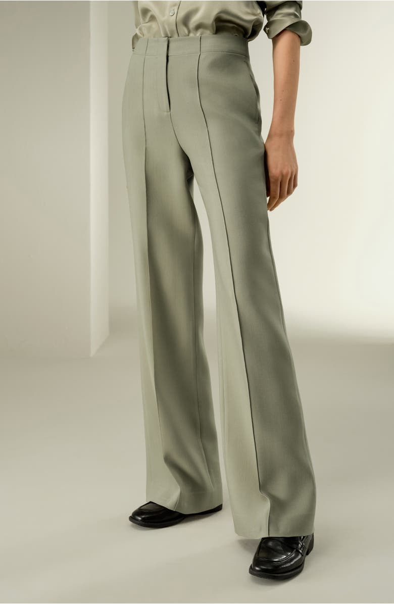 Lilysilk Silk-Wool Twill Flare Pants, Alternate, color, Laurel Oak