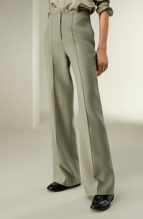Lilysilk Silk-wool Twill Flare Pants In Green