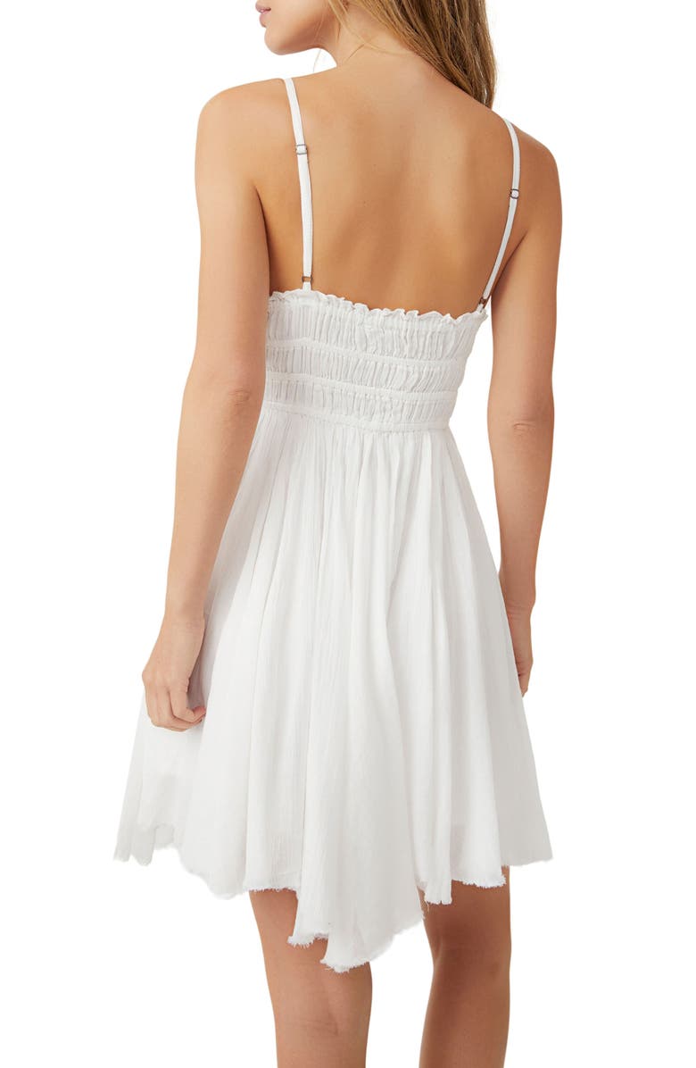 Free People Delia Asymmetric Raw Hem Cotton Dress, Alternate, color, Ivory