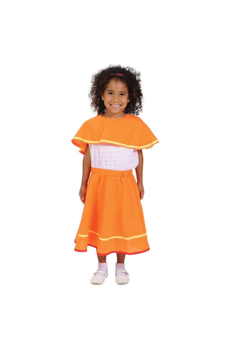 Kaplan Early Learning Company Festive Multiethnic Mexican Huipil Girl Garment, Main, color, Orange