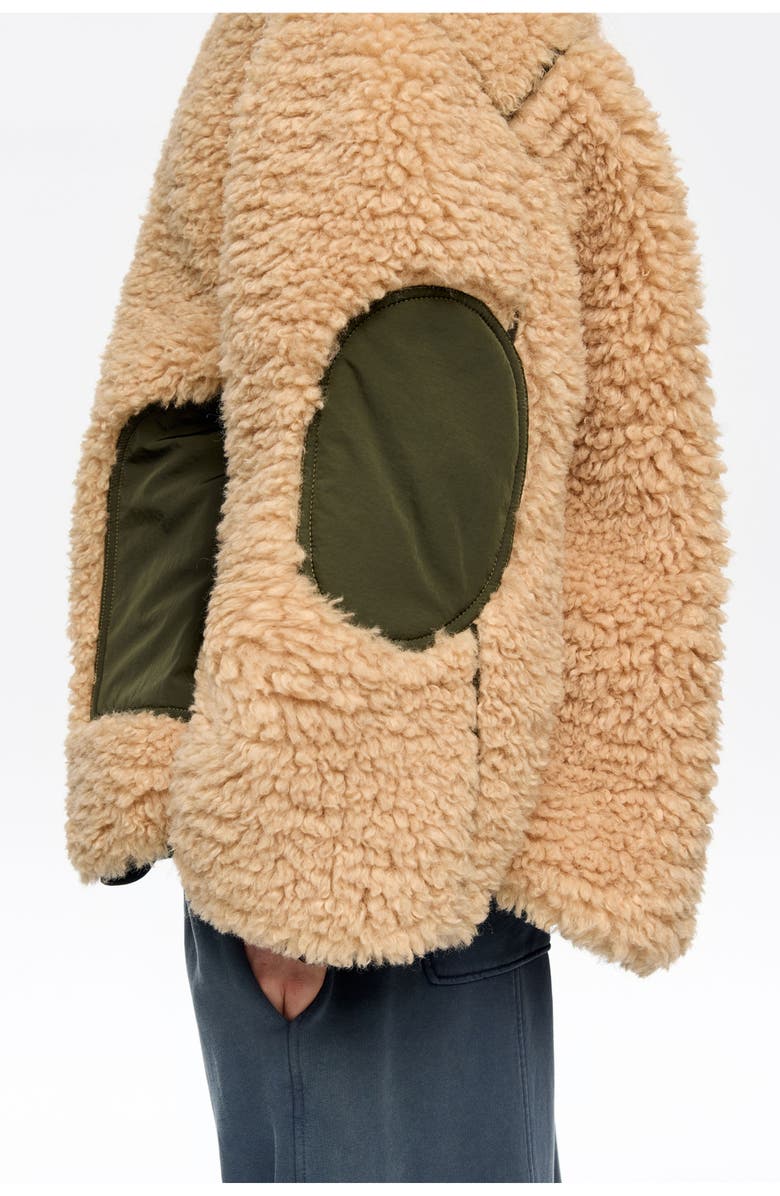 Bimba y Lola Fur Coat With Hook Eye Clasps, Alternate, color, Camel