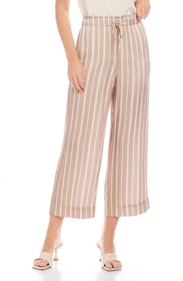 FIFTEEN TWENTY Tasha Stripe Crop Drawstring Pants, Main, color, Khaki