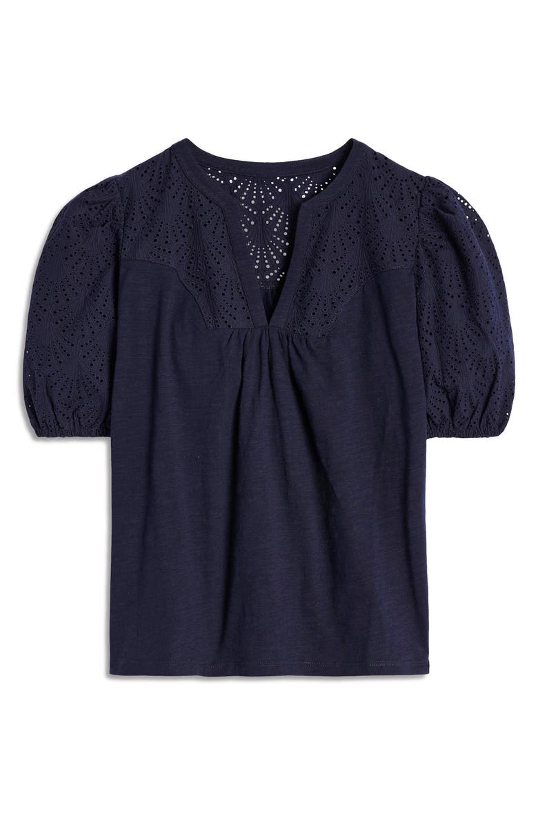Boden Dolly Embroidered Eyelet Cotton Puff Sleeve Top, Alternate, color,