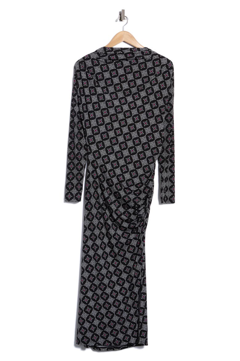 Geometric Ruched Dress, Alternate, color, BLACK