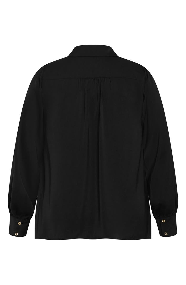 City Chic Hadlee V-Neck Button-Up Shirt, Alternate, color, Black