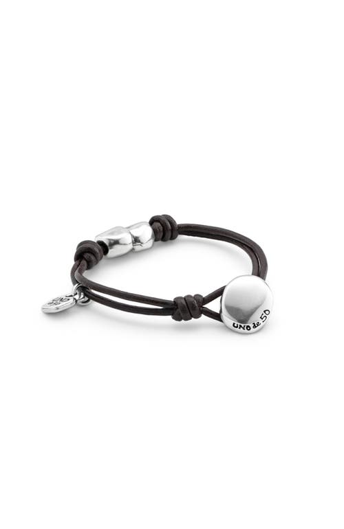 Unode50 Leather Bracelet With Sterling Silver-plated Heart In Brown