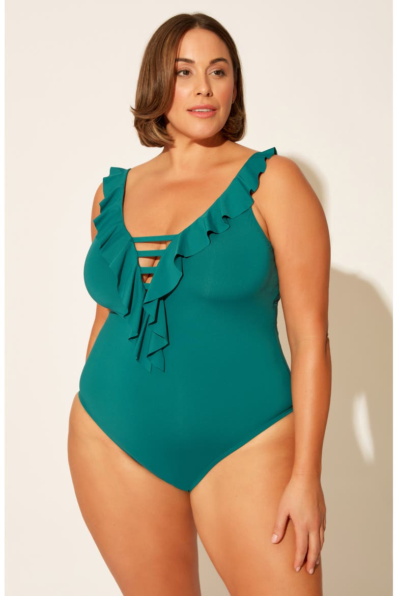 Rufflicious One-Piece Swimsuit, Alternate, color, OCEANSIDE