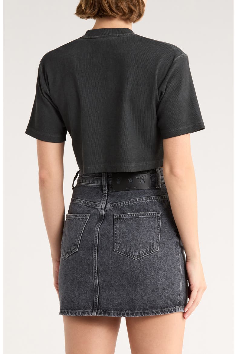 Stamp Logo Ribbed Crop T-Shirt, Alternate, color, WASHED GREY