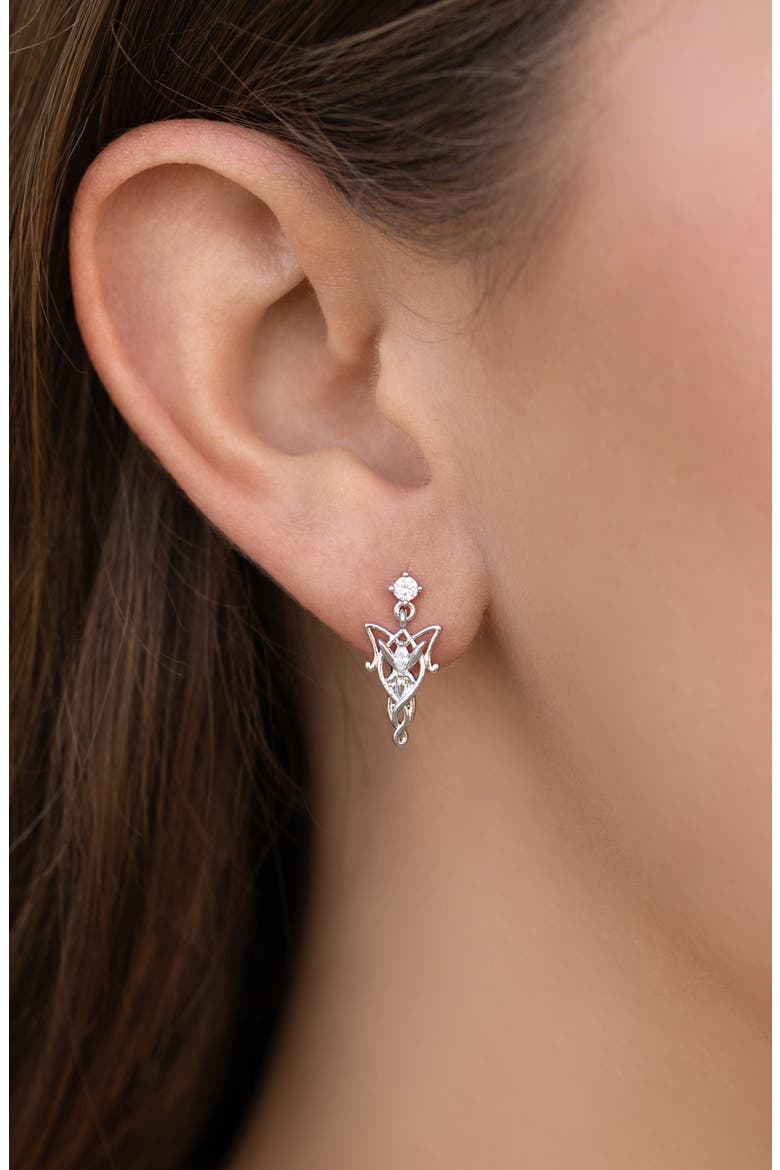 Elven Dangle Earrings, Alternate, color, SILVER