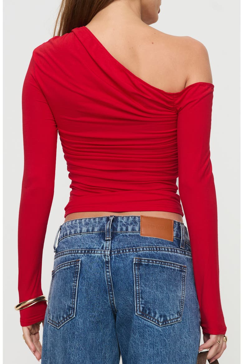 Beller One-Shoulder Crop Top, Alternate, color, RED