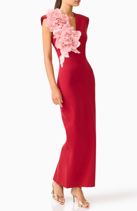 Zahara Floral Appliqué Sleeveless Gown