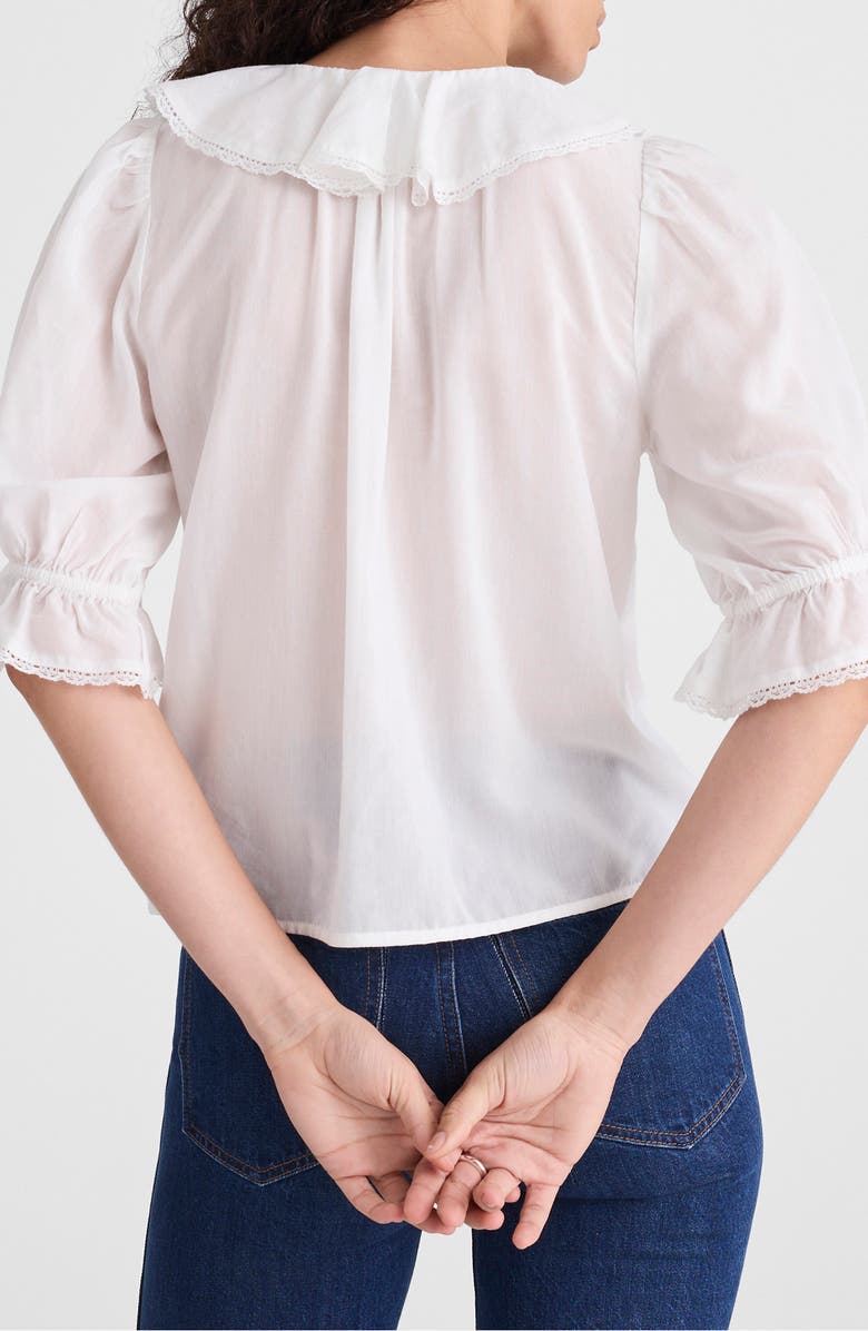 Madewell Cotton Blend Ruffle Top, Alternate, color, White